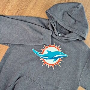 Miami Dolphins Hoodie Sweater Youth S Pullover L/S Gray Authentic NFL Gear Small